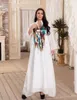 Roupas étnicas Branco Oriente Médio Muçulmano Vestido de Noite Lantejoulas Bordado Mangas Compridas Mulher Festa Abaya Vestidos para Turquia Dubai Vestidos