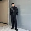 メンズジャケットシックなメンスタンドカラー長袖チェーンマルチボタンストリートウェアエレガントな薄いコート韓国スタイルのクロップアウター