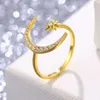 Solitaire Ring en Fashion Crittal Ring Moon Star Open Finger Rings for Women Girls Wedding Engagement Jewelry Gift 231019