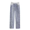 Jeans pour femmes Petit Floral S-5XL Plus Taille Jambe large pour femmes Taille haute Plaid Fashion Bottoms