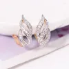 Серьги-кольца MxGxFam в форме листа полые для женщин смешанного цвета золота 18 К модные украшения CZ без никеля