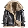 Cuir pour hommes Faux cuir Eco laine de mouton manteau de fourrure hommes court Double couche revers en cuir véritable veste de moto hiver haute qualité vêtements d'extérieur mode 231019