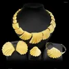 Necklace Earrings Set Dubai Gold Plated Jewelry Ladies Shell Shape Bracelet Italian Design Simple Style Wedding Gift Trend H00178