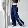 Damesbroeken Capri MEXZT Gestreepte joggingbroek Dames Hip Hop Street chic Baggy Wijde pijpen Cargobroek Bf Y2K Hoge taille Joggers met trekkoord 231020