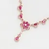 Chokers 585 Purple Gold Inlaid Ruby Elegant Flower Necklace 14K Rose Crystal Luxury Pendant Romantic Dinner wedding Jewelry 231020