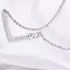 Hanger Kettingen Zilver Kleur Liefdesbrieven Zirconia Ketting Vrouwen Kristallen Sieraden Roestvrij Staal Mode Accessoires