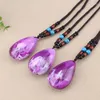 Pendant Necklaces Ethnic Style Water Drop Purple Imitation Beeswax Amber Sweater Chain