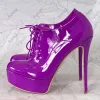 Sukeia Scarpe da donna fatte a mano Punta tonda impermeabile Tacchi a spillo sexy Bellissimi scarpe da festa rosso viola Donna Plus Taglia USA 5-20