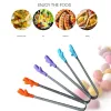 Top Bar Tools Cute Creative Small Silicone Clip Non Slip Stainless Steel Mini Food Ice Square Suger BBQ Tongs Clips Kitchen Products