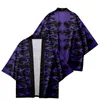 Roupas étnicas Homens Mulheres Vintage Cosplay Moda Streetwear Preto Roxo Impressão Tradicional Kimono Cardigan Japonês Samurai Oversized Haori