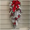 クリスマスの装飾クリスマスの装飾20 30cmコードレスプレリットの赤と白のホリデートリムフロントドアリースウェディングパーティーDEDKJA