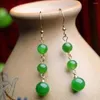 Boucles d'oreilles pendantes en Jade vert naturel, perles de pierres précieuses, à la mode, cadeau pour femmes, bricolage, clou d'oreille classique de noël, FOOL'S DAY