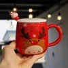 Muggar jul keramisk kaffemugg 3D Snowman Creative Cartoon Milk Breakfast Cup Christmas Gift Box 231020