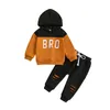 Clothing Sets Autumn Kids Baby Boys 2PCS Clothes Set Cotton Long Sleeve Letter Patchwork Hoodies Bibbed Pants Suit Toddler Boys Outfits 231020