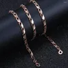 Chains Rectangle Link Chain Necklace 585 Rose Gold Color For Women Girls Jewelry Wholesale Drop 5mm 20/24inch DCN54