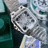 Mens Luxury Watches Square Skeleton watch 40mm size Watches All Stainless Steel luminous needles Casual Business Quartz WristWatch and box