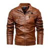 Männer Leder Faux Mcikkny Mode Winter Pu Jacken Stehkragen Fleece Gefüttert Outwear Mäntel Für Männliche Größe L 4XL windschutz 231020