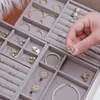 Jewelry Boxes Velvet Box Display Tray Drawer Storage Jewellery Holder For Ring Earrings Necklace Bracelet Soft Organizer Case 231019