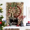 Decorações de Natal Farmhouse Wagon Wheels Grinalda Porta de Inverno Pendurada Casa Ao Ar Livre Presente de Ano 220908 Drop Delivery Jardim Festivo P Dhyqi