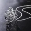 Chains Fine 925 Stamp Silver Necklace For Women Lady Flower Beautiful Fashion Pendant Elegant Charm Pretty Jewelry LN004 Chain