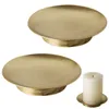 Candle Holders 2pcs Table Decor Round Home Party Iron Plate For Pillar Wedding Holder Reusable Cafe Easy Clean Dining Room Small Gold