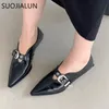 Dress Shoes SUOJIALUN Spring Brand Women Flat Shoes Fashion Pointed Toe Shallow Ladies Loafers Square Low Heel Female Working Shoes 231019