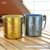 TiTo Cup Pentola in Titanio con Coperchio Ultraleggero Portatile 450ml Manico Pieghevole Campeggio Tè Caffè Tazza Acqua per Zaino in Spalla All'aperto Escursionismo Picnic Bicchieri con Sacco in Rete