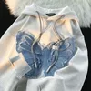 Women's Hoodies American Retro Butterfly Embroider Ladies 2023 Winter Y2k Hoodie High Street Lethargic Women Sweatshirts