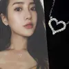 Pendant Necklaces Tiff Love Necklace High Edition Thick Plated 18k Gold Tee Diamonds Romantic Neckchain Full Diamond Heart Collar Chain