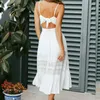 Boho lång maxi klänning kvinnor sommar sundress damer ärmlös spets vit strandklänning kväll fest casual klänningar flickor vestidos191c