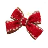 Hair Accessories Year Wine Red Bow Girls Hairpin Classic Style Back Head Baby Clip Christmas Children