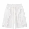 Shorts masculinos homens streetwear baggy carga multi bolsos zíper faixa corredores 2023 hip hop harajuku calças de suor vermelho preto branco