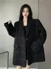 Ternos femininos insozkdg preto terno casaco outono 2023 americano retro design relaxado versátil casual streetwear oversize feminino blazer