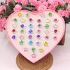 36pcs Colorful Rhinestone Gem Rings in Box Adjustable Little Girl Jewel Rings in Box Children Kids Little Girl Gift Pre2337