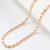 Kedjor 585 Rose Gold Color Necklace For Women Girls Rectangle Link Chain SMycken Partihandel Drop 5mm 20/24 tum LCN54