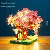 Blocks Mini Sakura Tree Building Blocks Set Diy Cherry Blossom Bricks with Light Treehouse Model Ornament Romantic Gift for Girlfriend R231020