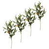 Decorative Flowers 4 Pcs Houseplants Artificial Olive Branches Dining Table Accessory Fake Greenery Tree