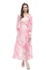 Casual Dresses Women's Runway O Neck LongeChes Printed Ruffles droppe midje modedesigner maxi vestidos