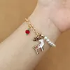 Link Pulseiras 2023 Natal Cor de Ouro Imitação Pérola Santa Claus Xmas Tree Pingente Pulseira Bangle Ano Presentes