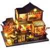 Doll House Accessories DIY Dollhouse Wooden Doll Houses Miniature Doll House Furniture Kit Led Toys for Children Birthday Gift 231019