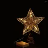 Decorações de Natal Árvore Topper Estrela Ornamento Treetop Decoração Fio Ferro Luminoso Cinco Pontas Decoração de Lâmpada LED