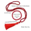 Pendentif Colliers 6mm Rouge Howlit 108 Collier de perles Bracelet pour femmes Hommes Naturel Fait à la main Bohème Bénédiction Glands Bijoux Yoga Cadeau