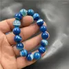 Bracciale con filo di agata sardonica blu da 12 mm