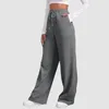 Yoga Outfit Pantalon à jambes larges pour femmes Pantalon de survêtement doublé en molleton Fond droit AllMath Plain Fitness Joggers Voyage Basic 231020