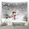 Tapestries Snowman Christmas Tapestry Winter Pine Tree Snowflake Birds Forest Park Landscape Xmas Wall Hanging Home Living Room Decor Mural 231019