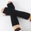 Knee Pads Winter Arm Warmers Knitted Women Gloves Fashion Fingerless Touch Screen Solid Warm Mittens Elbow Sleeves Cover