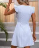 カジュアルドレス縞模様のフラッタースリーブボタンシャツドレス女性ハイウエストサマースプリングミニセクシーなファッション
