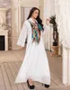 Roupas étnicas Branco Oriente Médio Muçulmano Vestido de Noite Lantejoulas Bordado Mangas Compridas Mulher Festa Abaya Vestidos para Turquia Dubai Vestidos