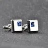 Cuff Links High Quality Fashion Male French Shirt Cufflinks Brand Cuff Buttons Square Wedding Party WhiteBlue Crystal Cuff Links Trendy 231020