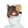 Articoli per feste Maschera cosplay per mouse 3D Mezza faccia Animale Costume in maschera Puntelli Halloween Rat Rave Clubwear con elastico in nylon